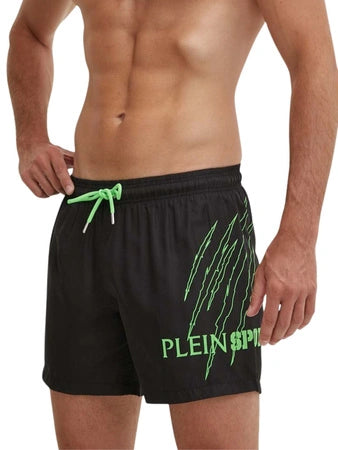 Мъжки плажни шорти Plein Sport PADC MMX0162 – Черно/Зелено