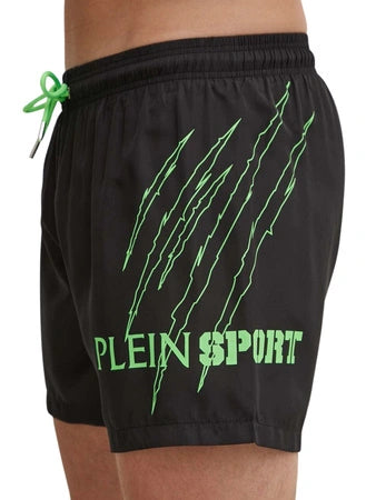 Мъжки плажни шорти Plein Sport PADC MMX0162 – Черно/Зелено