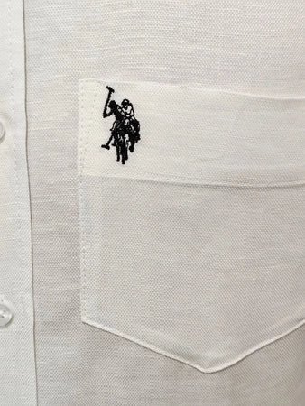 Мъжка риза U.S. Polo Assn. XIMMIIX140725 – Бяло (ленен)