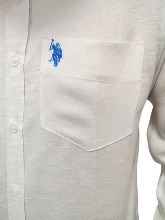 Мъжка риза U.S. Polo Assn. XIMMIIX140725 – Бяло (ленен)